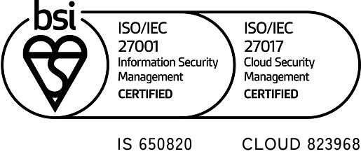 BSI 認証マーク ISO/IEC 27001 情報セキュリティマネジメント IS 650820／ISO/IEC 27017 クラウドセキュリティ CLOUD 823968